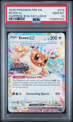 PSA 10 Pokemon Eevee ex Surprise Box Prismatic Evolutions Stamp 075/131 - Image 1