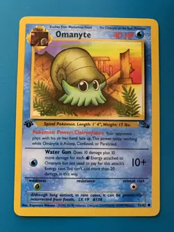 1st Edition Omanyte 52/62 Fossil Set Rare Vintage 1999 Pokemon Card - NM - Image 1