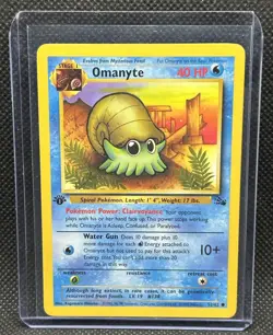 Vintage Pokemon Card Omanyte 52/62 1st Edition Fossil Set 1999 NM - Image 1