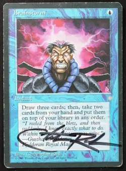 Mtg Brainstorm SIGNED By Artist Christopher Rush Ice Age Lp Magic The Gathering - Image 1