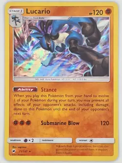 Lucario 71/147 Pokemon - Holo Sun & Moon Burning Shadows MP - Image 1