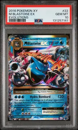 2016 POKEMON XY EVOLUTIONS #22 M BLASTOISE EX PSA 10 - Image 1
