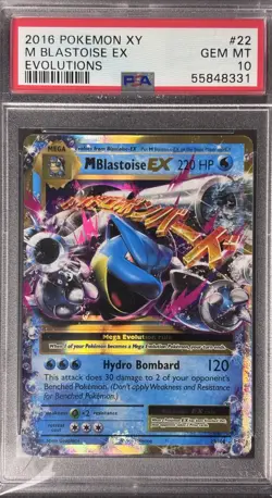 2016 POKEMON XY EVOLUTIONS M BLASTOISE EX#22 EVOLUTIONS PSA Gem Mint 10 - Image 1