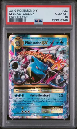 2016 POKEMON XY EVOLUTIONS #22 M BLASTOISE EX PSA 10 - Image 1