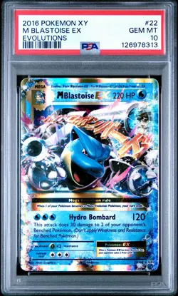 2016 POKEMON XY EVOLUTIONS #22 M BLASTOISE EX PSA 10 - Image 1