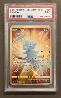 Pokemon Mew TCG 2021 Gold Celebrations Card 025/025 Full Art Secret Rare PSA 9 - Image 1