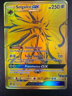 Pokemon Solgaleo GX Sm104a Sun & Moon Gold Black Star Promo Holo NM - Image 1