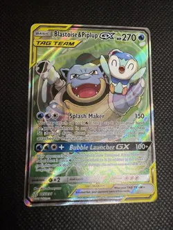 Blastoise & Piplup GX (Alternate Full Art) 215/236 Sm-Cosmic Eclipse Holo - Image 1