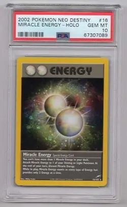 MIRACLE ENERGY POKEMON NEO DESTINY PSA #67307089 GRADED GEM MINT 10 SWIRL 2000 - Image 1