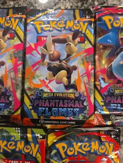POKEMON TCG MEGA EVOLUTION PHANTASMAL FLAMES FACTORY SEALED BOOSTER PACK 5 PACK - Image 3