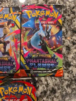 POKEMON TCG MEGA EVOLUTION PHANTASMAL FLAMES FACTORY SEALED BOOSTER PACK 5 PACK - Image 4