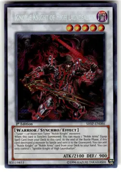 Yugioh 1x Ignoble Knight Of High Laundsallyn SHSP-EN086 Secret Rare 1st Ed NM - Image 1