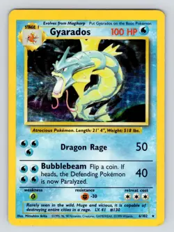Gyarados 6/102 Base Set Unlimited Holo Rare Pokemon Card WOTC MP** - Image 1