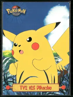 1999 Topps Pokemon TV Animation Edition Series 1 #TV2 Pikachu Black Topps Logo - Image 1