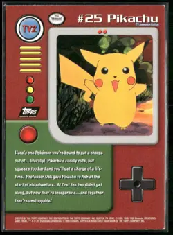 1999 Topps Pokemon TV Animation Edition Series 1 #TV2 Pikachu Black Topps Logo - Image 2