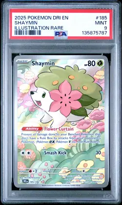 2025 POKEMON DRI EN-DESTINED RIVALS ILLUSTRATION RARE #185 SHAYMIN PSA 9 - Image 1