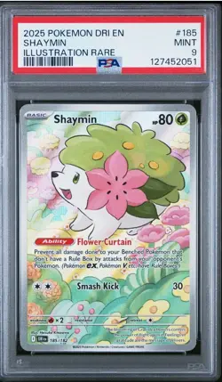 2025 POKEMON DRI EN-DESTINED RIVALS ILLUSTRATION RARE #185 SHAYMIN PSA 9 - Image 1