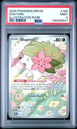 2025 POKEMON DRI EN-DESTINED RIVALS ILLUSTRATION RARE #185 SHAYMIN PSA 9 - Image 1