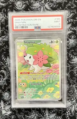 2025 POKEMON DRI EN-DESTINED RIVALS ILLUSTRATION RARE #185 SHAYMIN PSA 9 - Image 1