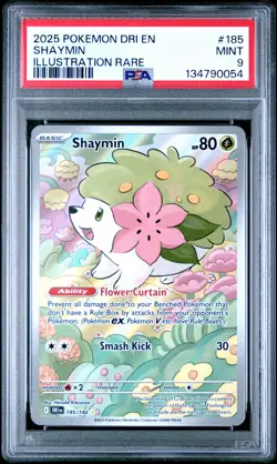 2025 POKEMON DRI EN-DESTINED RIVALS ILLUSTRATION RARE #185 SHAYMIN PSA 9 - Image 1