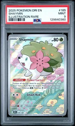 2025 POKEMON DRI EN-DESTINED RIVALS ILLUSTRATION RARE #185 SHAYMIN PSA 9 - Image 1