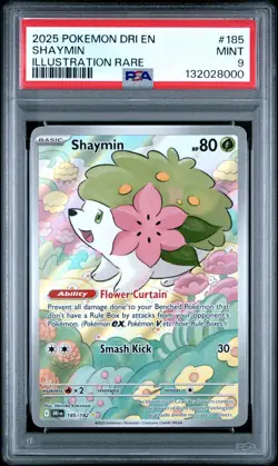 2025 POKEMON DRI EN-DESTINED RIVALS ILLUSTRATION RARE #185 SHAYMIN PSA 9 - Image 1