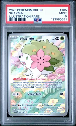 2025 POKEMON DRI EN-DESTINED RIVALS ILLUSTRATION RARE #185 SHAYMIN PSA 9 - Image 1
