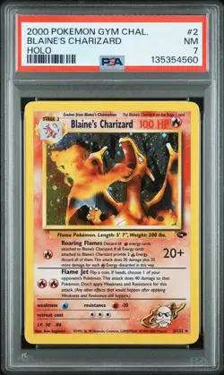 2000 POKEMON GYM CHALLENGE HOLO #2 BLAINE'S CHARIZARD PSA 7 - Image 1