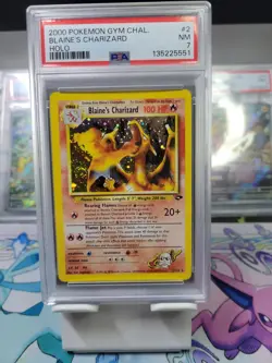 2000 Pokemon Gym Challenge Blaine’s Charizard Holo #2 PSA 7 NM ✨ Swirl ✨ Vintage - Image 1