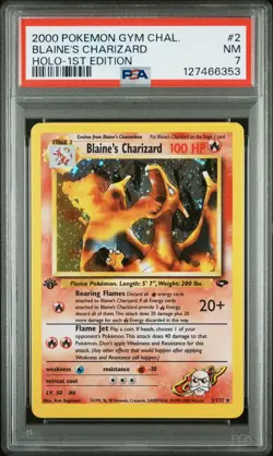 BLAINE'S CHARIZARD Pokemon Gym Challenge 1st Edition Holo 2/132 - PSA 7 - Image 1