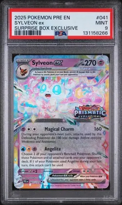 SYLVEON #041 STAMPED SURPRISE BOX EXCLUSIVE 2025 POKEMON PRE EN PSA 9 MINT - Image 1
