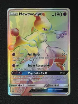 Mewtwo GX Rainbow 76/73 Shining Legends Secret Rare Pokemon Card LP - Image 1