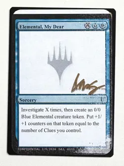MtG Unknown Event Playtest Card: Elemental, My Dear SIGNED!!! - Image 1