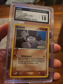 (POP 18) CGC 10 GEM MINT Pokemon EX Legend Maker Geodude Holo 53/92 STAMPED - Image 2