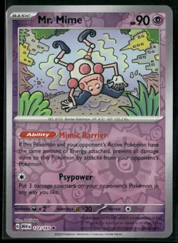 Pokemon - Mr. Mime 122/165 Reverse Holo Rare Scarlet & Violet 151 NM - Image 1