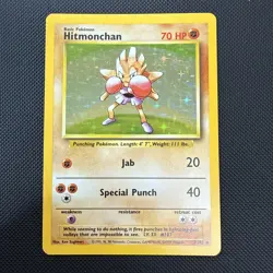 Pokemon TCG Hitmonchan Base Set 7/102 Holo Rare - Light Play - Image 1