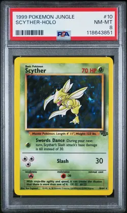 1999 Pokemon Jungle #10 Scyther-Holo PSA 8 - Image 1