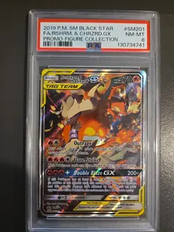 Pokemon TCG 2019 Reshiram & Charizard GX Black Star Promo SM201 PSA 8 - Image 1