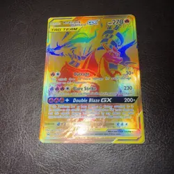 Pokemon TCG Reshiram & Charizard GX SM247 Gold Black Star Promo NM Condition - Image 1