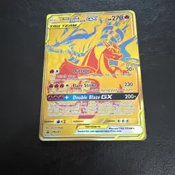 Pokemon TCG Reshiram & Charizard GX SM247 Gold Black Star Promo NM Condition - Image 2