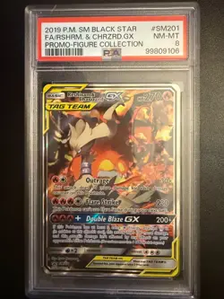 Pokemon TCG: Reshiram & Charizard GX Black Star Promo SM201 English PSA 8 NM/M! - Image 1