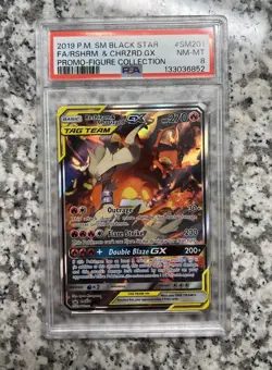 Pokemon TCG: Reshiram & Charizard GX Black Star Promo SM201 English PSA 8 NM/M! - Image 1