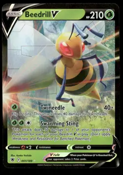 Pokemon Cards Beedrill V 001/189 Astral Radiance Holo Rare V NM - Image 1