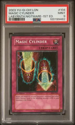 2003 Yu-Gi-Oh! 1st Edition Magic Cylinder Labyrinth Nightmare LON-104 PSA 9 Mint - Image 1