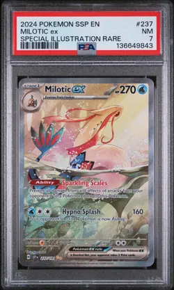 2024 POKEMON SSP EN-SURGING SPARKS SPECIAL ILLUSTRATION RARE MILOTIC EX PSA 7 - Image 1