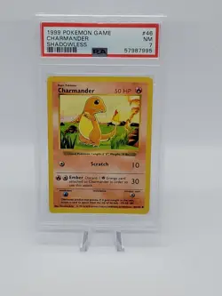 1999 Pokemon Base Set (Shadowless) Charmander #46 PSA 7 Near Mint NM - Image 1