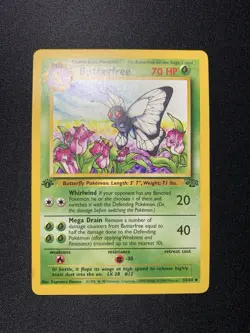 Pokemon Card Butterfree “d” 1st Edition Uncommon Jungle 33/64 MP Error WOTC - Image 2