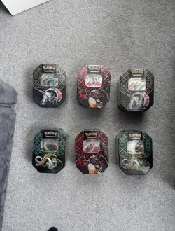 Pokemon TCG Paldean Fates Set of 3 Tins Brand New & Sealed ✅ 4 Pack Tin Art Set - Image 1