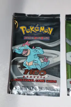 Set 4 Empty 2000 Pokemon Neo Genesis Booster Wrappers Pack CCG RARE unlimited - Image 2