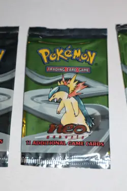 Set 4 Empty 2000 Pokemon Neo Genesis Booster Wrappers Pack CCG RARE unlimited - Image 3